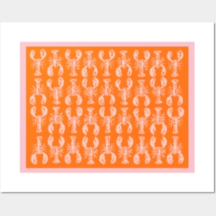 Cheerful Orange Lobster Print Posters and Art